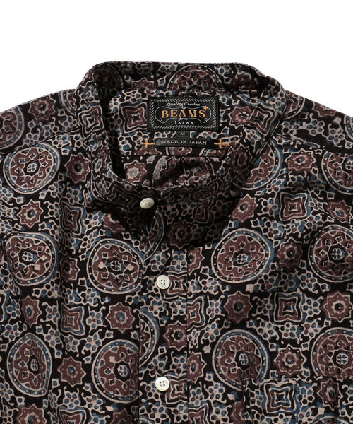 BEAMS PLUS（ビームスプラス）の「BEAMS PLUS / アジュラック プリント バンドカラー プルオーバー シャツ（シャツ/ブラウス・メンズ・ブルー/ブラック・L/M/S）」の8枚目の写真