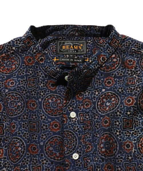 BEAMS PLUS（ビームスプラス）の「BEAMS PLUS / アジュラック プリント バンドカラー プルオーバー シャツ（シャツ/ブラウス・メンズ・ブルー/ブラック・L/M/S）」の13枚目の写真