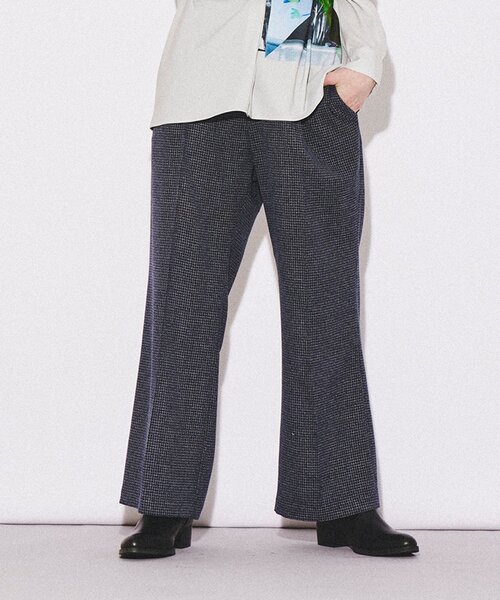tk.TAKEO KIKUCHI（ティーケータケオキクチ）の「◆スプリングツイードワイドフレアパンツ（その他パンツ・メンズ・ブラック系6/ネイビー系5・01/02/03）」の2枚目の写真