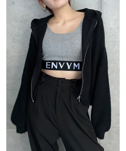 ENVYM（アンビー）の「ダメージクロップドＫＮＩＴ ＰＫ（ニット/セーター・レディース・ブラック/ブルー/ホワイト・FREE）」の3枚目の写真