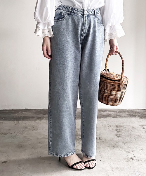 COMMON WARE（コモンウェアー）の「COMMONWARE:12ozデニムバギーパンツ（デニムパンツ・レディース・ブラック/ケミカルウォッシュ/ブラック系/ライトインディゴブルー/インディゴブルー・L/XL/M）」の18枚目の写真