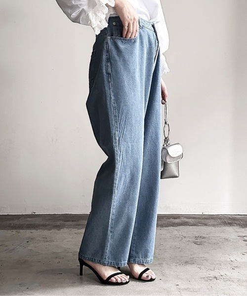 COMMON WARE（コモンウェアー）の「COMMONWARE:12ozデニムバギーパンツ（デニムパンツ・レディース・ブラック/ケミカルウォッシュ/ブラック系/ライトインディゴブルー/インディゴブルー・L/XL/M）」の15枚目の写真