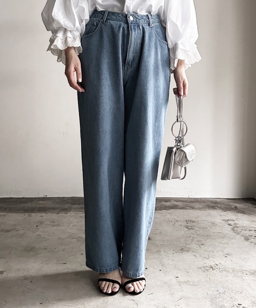 COMMON WARE（コモンウェアー）の「COMMONWARE:12ozデニムバギーパンツ（デニムパンツ・レディース・ブラック/ケミカルウォッシュ/ブラック系/ライトインディゴブルー/インディゴブルー・L/XL/M）」の17枚目の写真