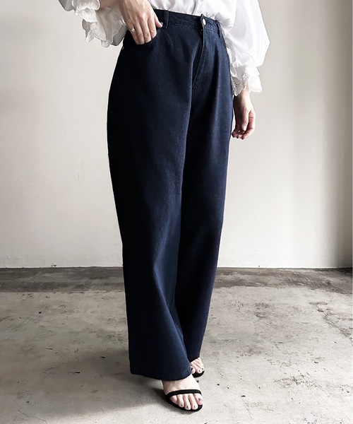 COMMON WARE（コモンウェアー）の「COMMONWARE:12ozデニムバギーパンツ（デニムパンツ・レディース・ブラック/ケミカルウォッシュ/ブラック系/ライトインディゴブルー/インディゴブルー・L/XL/M）」の14枚目の写真