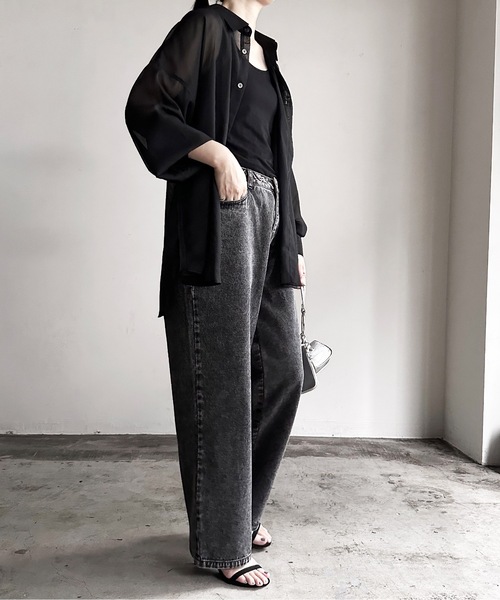 COMMON WARE（コモンウェアー）の「COMMONWARE:12ozデニムバギーパンツ（デニムパンツ・レディース・ブラック/ケミカルウォッシュ/ブラック系/ライトインディゴブルー/インディゴブルー・L/XL/M）」の21枚目の写真