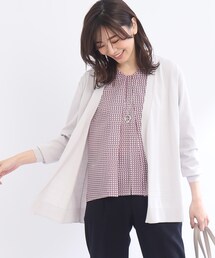 ◆【WEB限定カラーあり/洗える】コツキ柄ブラウス＋ニットカーディガン