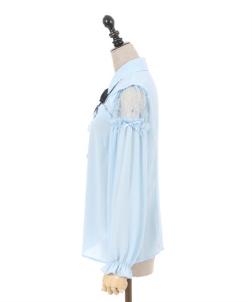 axes femme POETIQUE（アクシーズファムポエティック）の「肩レースデザインフリルブラウス（シャツ/ブラウス・レディース・サックスブルー系/キナリ/ブラック・MEDIUM）」の22枚目の写真