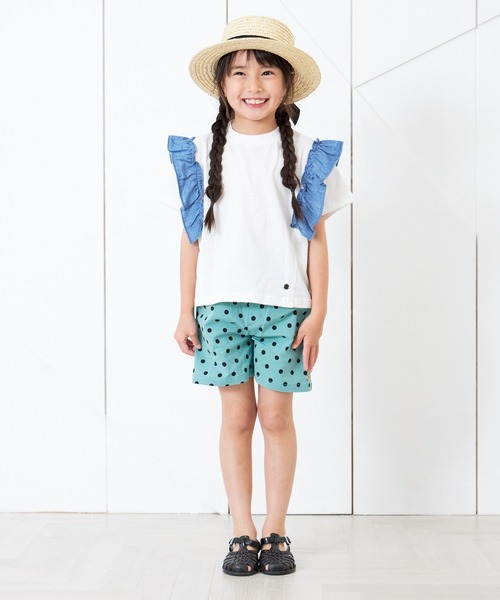 MAKE YOUR DAY（メイクユアデイ）の「ドット柄キュロットパンツ■80～140cm（その他パンツ・キッズ・グリーン/ベージュ/ブラック・130/80/110/100/120/90/140）」の7枚目の写真