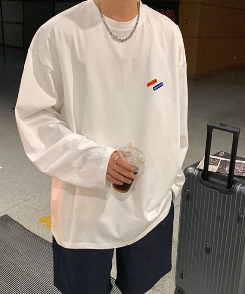 MGV(エムジーヴィー)の「ワンポイントルーズロンT(Tシャツ/カットソー・メンズ・ブルー/グリーン/グレー/ブラック/ホワイト/ベージュ・MEDIUM/LARGE/X-LARGE)」の2枚目の写真