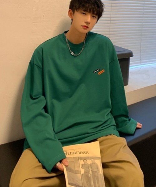 MGV(エムジーヴィー)の「ワンポイントルーズロンT(Tシャツ/カットソー・メンズ・ブルー/グリーン/グレー/ブラック/ホワイト/ベージュ・MEDIUM/LARGE/X-LARGE)」の14枚目の写真