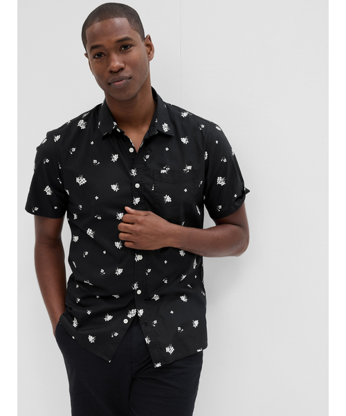 GAP(ギャップ)の「ストレッチポプリン スリムフィットシャツ(シャツ/ブラウス・メンズ・ブラウン/ホワイト×ブルー/ブラック・L/M/XS/XL/S)」の2枚目の写真
