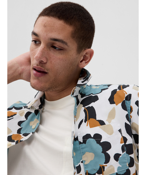 GAP(ギャップ)の「ストレッチポプリン スリムフィットシャツ(シャツ/ブラウス・メンズ・ブラウン/ホワイト×ブルー/ブラック・L/M/XS/XL/S)」の6枚目の写真