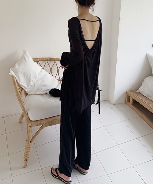 FREE STYLISTS(フリー スタイリスト)の「YUGA_YGMC バックオープン シアートップス(Tシャツ/カットソー・レディース・ブルー/カーキ/ブラック・FREE)」の9枚目の写真