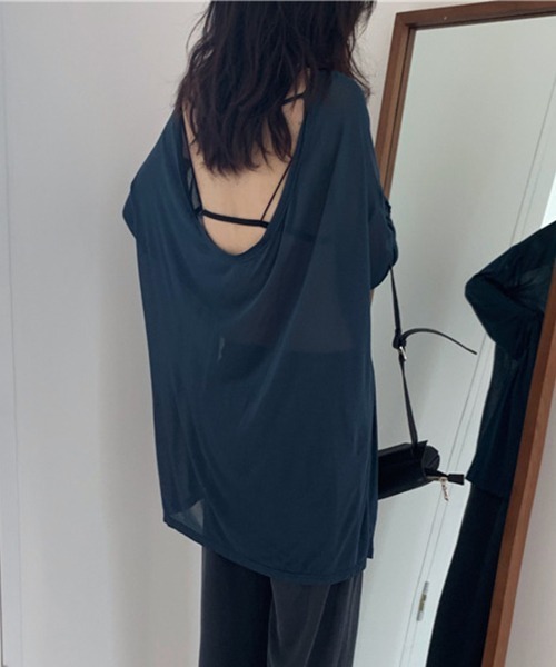 FREE STYLISTS(フリー スタイリスト)の「YUGA_YGMC バックオープン シアートップス(Tシャツ/カットソー・レディース・ブルー/カーキ/ブラック・FREE)」の11枚目の写真