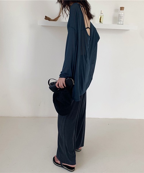 FREE STYLISTS(フリー スタイリスト)の「YUGA_YGMC バックオープン シアートップス(Tシャツ/カットソー・レディース・ブルー/カーキ/ブラック・FREE)」の12枚目の写真