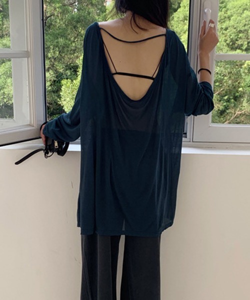 FREE STYLISTS(フリー スタイリスト)の「YUGA_YGMC バックオープン シアートップス(Tシャツ/カットソー・レディース・ブルー/カーキ/ブラック・FREE)」の13枚目の写真