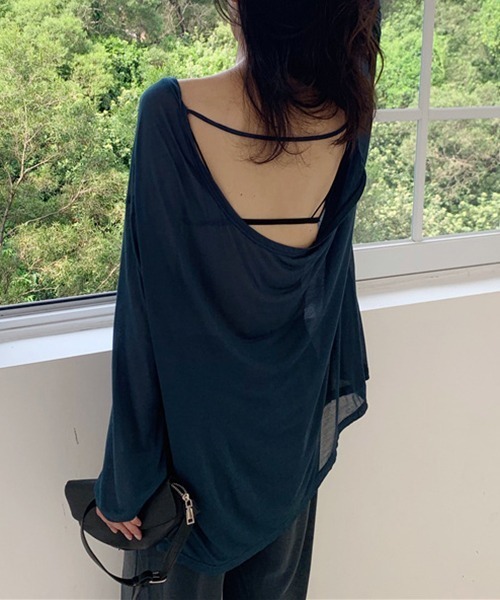 FREE STYLISTS(フリー スタイリスト)の「YUGA_YGMC バックオープン シアートップス(Tシャツ/カットソー・レディース・ブルー/カーキ/ブラック・FREE)」の14枚目の写真