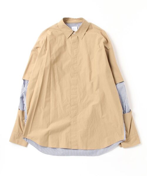 MR.GENTLEMAN(ミスタージェントルマン)の「【 MISTERGENTLEMAN/ミスタージェントルマン】CUT OUT SLEEVE SHIRT(シャツ/ブラウス・メンズ・サックスブルー/ベージュ・LL/LARGE)」の2枚目の写真