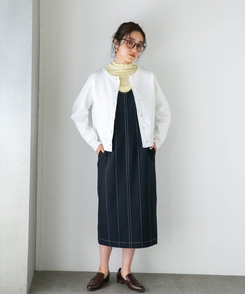 NANO universe（ナノユニバース）の「LB.04/ライトスポンディッシュパールボタンカーディガン（カーディガン/ボレロ・レディース・ホワイト/サックスブルー/その他1/その他2/ダークネイビー・FREE）」の9枚目の写真