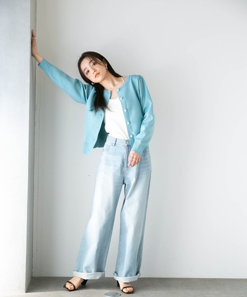 NANO universe（ナノユニバース）の「LB.04/ライトスポンディッシュパールボタンカーディガン（カーディガン/ボレロ・レディース・ホワイト/サックスブルー/その他1/その他2/ダークネイビー・FREE）」の18枚目の写真