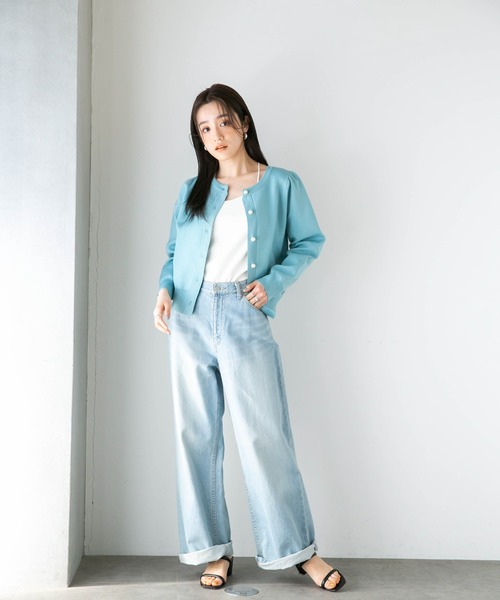 NANO universe（ナノユニバース）の「LB.04/ライトスポンディッシュパールボタンカーディガン（カーディガン/ボレロ・レディース・ホワイト/サックスブルー/その他1/その他2/ダークネイビー・FREE）」の19枚目の写真