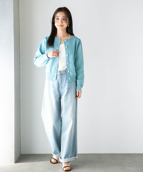 NANO universe（ナノユニバース）の「LB.04/ライトスポンディッシュパールボタンカーディガン（カーディガン/ボレロ・レディース・ホワイト/サックスブルー/その他1/その他2/ダークネイビー・FREE）」の21枚目の写真