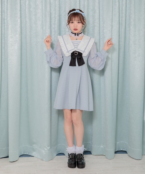 ROJITA(ロジータ)の「レースアップセーラーワンピース(ワンピース・レディース・グレー/ブラック/サックスブルー・FREE)」の7枚目の写真