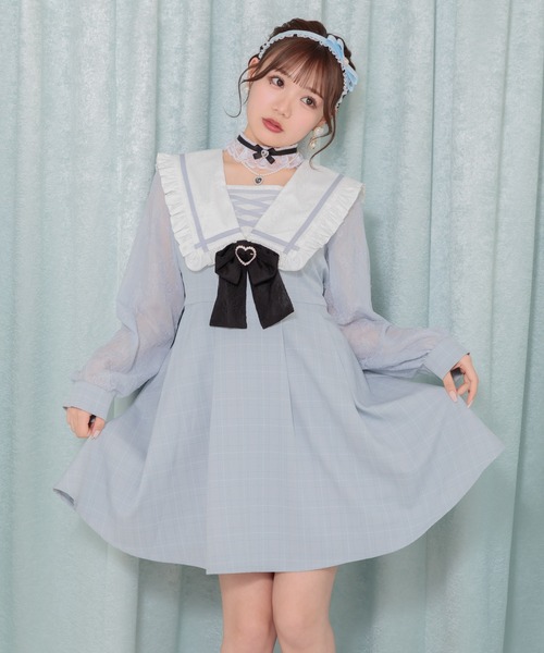 ROJITA(ロジータ)の「レースアップセーラーワンピース(ワンピース・レディース・グレー/ブラック/サックスブルー・FREE)」の9枚目の写真