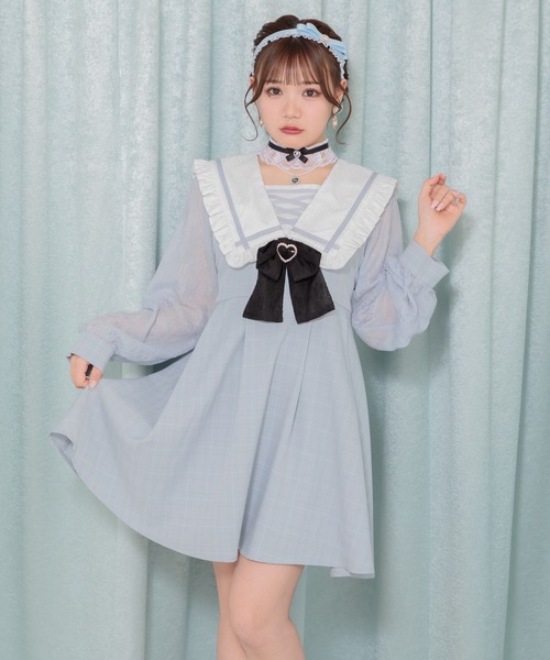 ROJITA(ロジータ)の「レースアップセーラーワンピース(ワンピース・レディース・グレー/ブラック/サックスブルー・FREE)」の10枚目の写真
