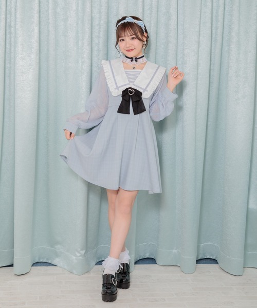 ROJITA(ロジータ)の「レースアップセーラーワンピース(ワンピース・レディース・グレー/ブラック/サックスブルー・FREE)」の11枚目の写真