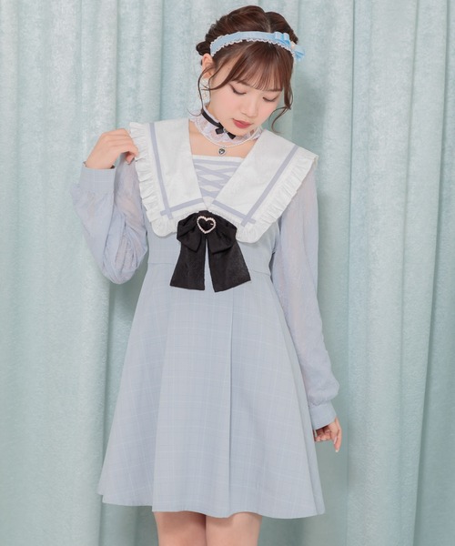 ROJITA(ロジータ)の「レースアップセーラーワンピース(ワンピース・レディース・グレー/ブラック/サックスブルー・FREE)」の16枚目の写真
