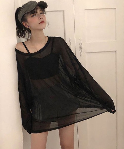 DEVICE（デバイス）の「【2023SS】シンプル シアートップス ラッシュガード（ラッシュガード・レディース・ブラック/ホワイト・M/L）」の2枚目の写真