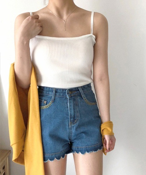 Futier land（フューティアランド）の「ダブルストラップリブキャミソール（キャミソール・レディース・ブラック/ブルー/モカ/ホワイト・FREE）」の2枚目の写真