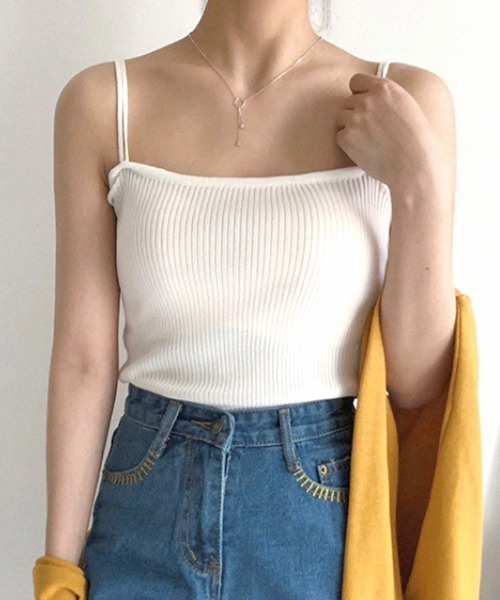 Futier land（フューティアランド）の「ダブルストラップリブキャミソール（キャミソール・レディース・ブラック/ブルー/モカ/ホワイト・FREE）」の5枚目の写真