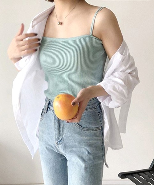 Futier land（フューティアランド）の「ダブルストラップリブキャミソール（キャミソール・レディース・ブラック/ブルー/モカ/ホワイト・FREE）」の8枚目の写真