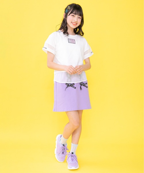 JENNI belle(ジェニィベル)の「【WEB限定】シフォン切替えレイヤード風Tシャツ(Tシャツ/カットソー・キッズ・オフホワイト/オレンジ/ラベンダー・130cm/150cm/160cm/140cm)」の4枚目の写真