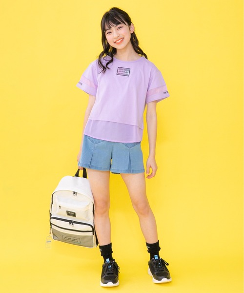 JENNI belle(ジェニィベル)の「【WEB限定】シフォン切替えレイヤード風Tシャツ(Tシャツ/カットソー・キッズ・オフホワイト/オレンジ/ラベンダー・130cm/150cm/160cm/140cm)」の5枚目の写真