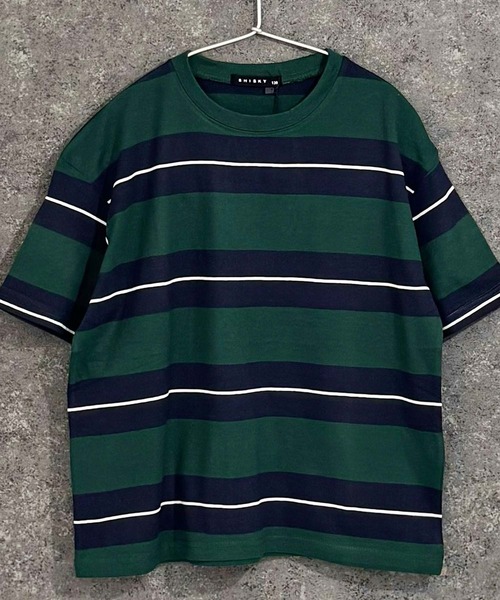 THE CASUAL(カジュアル)の「ボーダーBIGシルエット 半袖T(Tシャツ/カットソー・キッズ・ネイビー/チャコール/ベージュ/グレー系その他/ホワイト×ブラック/ダークグリーン/サックスブルー/グレー系その他2/ホワイト×グリーン/オフホワイト/ネイビー系/ホワイト×ネイビー/ベージュ系その他/ホワイト系その他/ダークグリーン系/パープル系その他/ブラック系その他/グレー系その他3・120cm/140cm/150cm/160cm/130cm/110cm)」の14枚目の写真