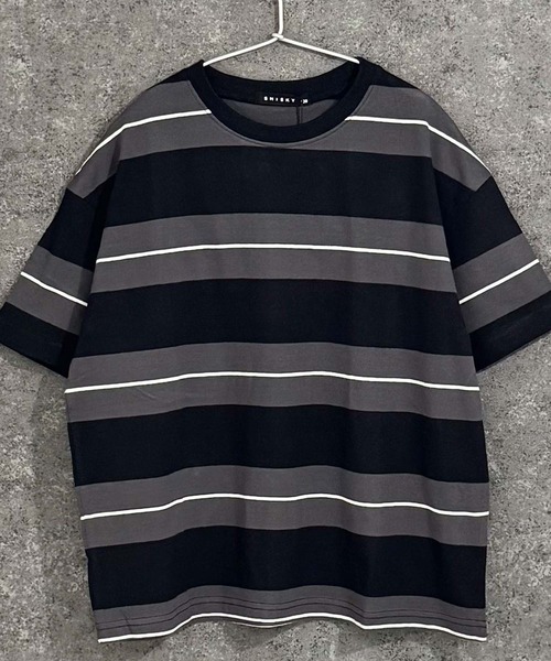 THE CASUAL(カジュアル)の「ボーダーBIGシルエット 半袖T(Tシャツ/カットソー・キッズ・ネイビー/チャコール/ベージュ/グレー系その他/ホワイト×ブラック/ダークグリーン/サックスブルー/グレー系その他2/ホワイト×グリーン/オフホワイト/ネイビー系/ホワイト×ネイビー/ベージュ系その他/ホワイト系その他/ダークグリーン系/パープル系その他/ブラック系その他/グレー系その他3・120cm/140cm/150cm/160cm/130cm/110cm)」の6枚目の写真