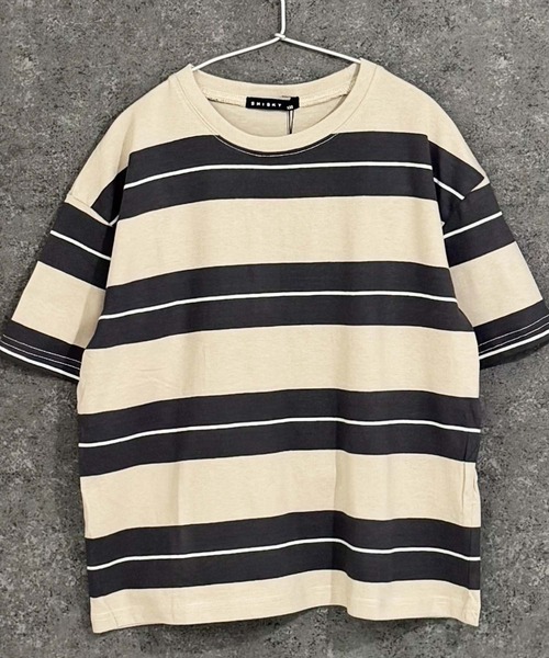 THE CASUAL(カジュアル)の「ボーダーBIGシルエット 半袖T(Tシャツ/カットソー・キッズ・ネイビー/チャコール/ベージュ/グレー系その他/ホワイト×ブラック/ダークグリーン/サックスブルー/グレー系その他2/ホワイト×グリーン/オフホワイト/ネイビー系/ホワイト×ネイビー/ベージュ系その他/ホワイト系その他/ダークグリーン系/パープル系その他/ブラック系その他/グレー系その他3・120cm/140cm/150cm/160cm/130cm/110cm)」の12枚目の写真
