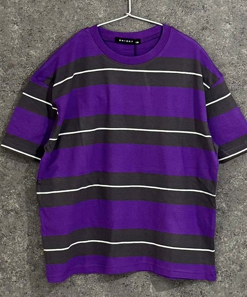 THE CASUAL(カジュアル)の「ボーダーBIGシルエット 半袖T(Tシャツ/カットソー・キッズ・ネイビー/チャコール/ベージュ/グレー系その他/ホワイト×ブラック/ダークグリーン/サックスブルー/グレー系その他2/ホワイト×グリーン/オフホワイト/ネイビー系/ホワイト×ネイビー/ベージュ系その他/ホワイト系その他/ダークグリーン系/パープル系その他/ブラック系その他/グレー系その他3・120cm/140cm/150cm/160cm/130cm/110cm)」の18枚目の写真