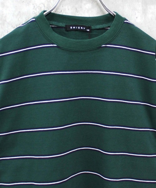 THE CASUAL（カジュアル）の「ボーダーBIGシルエット 半袖T（Tシャツ/カットソー・キッズ・ネイビー/チャコール/ベージュ/グレー系その他/ホワイト×ブラック/ダークグリーン/サックスブルー/グレー系その他2/ホワイト×グリーン/オフホワイト/ネイビー系/ホワイト×ネイビー・120cm/140cm/150cm/160cm/130cm/110cm）」の15枚目の写真