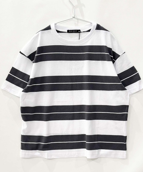 THE CASUAL(カジュアル)の「ボーダーBIGシルエット 半袖T(Tシャツ/カットソー・キッズ・ネイビー/チャコール/ベージュ/グレー系その他/ホワイト×ブラック/ダークグリーン/サックスブルー/グレー系その他2/ホワイト×グリーン/オフホワイト/ネイビー系/ホワイト×ネイビー/ベージュ系その他/ホワイト系その他/ダークグリーン系/パープル系その他/ブラック系その他/グレー系その他3・120cm/140cm/150cm/160cm/130cm/110cm)」の19枚目の写真
