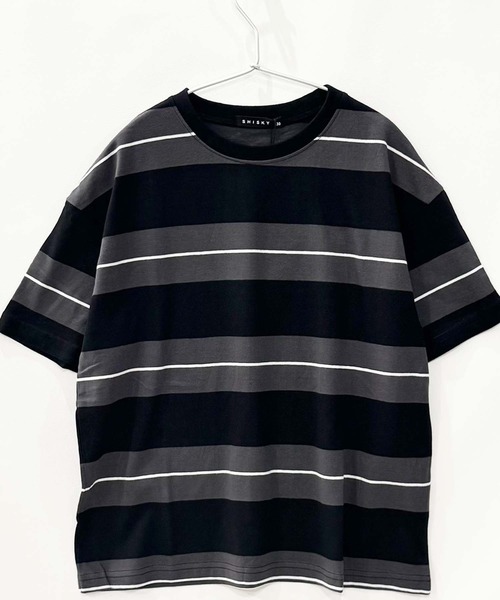 THE CASUAL(カジュアル)の「ボーダーBIGシルエット 半袖T(Tシャツ/カットソー・キッズ・ネイビー/チャコール/ベージュ/グレー系その他/ホワイト×ブラック/ダークグリーン/サックスブルー/グレー系その他2/ホワイト×グリーン/オフホワイト/ネイビー系/ホワイト×ネイビー/ベージュ系その他/ホワイト系その他/ダークグリーン系/パープル系その他/ブラック系その他/グレー系その他3・120cm/140cm/150cm/160cm/130cm/110cm)」の20枚目の写真