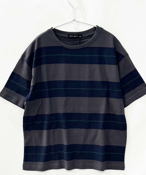 THE CASUAL(カジュアル)の「ボーダーBIGシルエット 半袖T(Tシャツ/カットソー・キッズ・ネイビー/チャコール/ベージュ/グレー系その他/ホワイト×ブラック/ダークグリーン/サックスブルー/グレー系その他2/ホワイト×グリーン/オフホワイト/ネイビー系/ホワイト×ネイビー/ベージュ系その他/ホワイト系その他/ダークグリーン系/パープル系その他/ブラック系その他/グレー系その他3・120cm/140cm/150cm/160cm/130cm/110cm)」の21枚目の写真