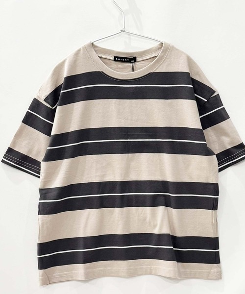 THE CASUAL(カジュアル)の「ボーダーBIGシルエット 半袖T(Tシャツ/カットソー・キッズ・ネイビー/チャコール/ベージュ/グレー系その他/ホワイト×ブラック/ダークグリーン/サックスブルー/グレー系その他2/ホワイト×グリーン/オフホワイト/ネイビー系/ホワイト×ネイビー/ベージュ系その他/ホワイト系その他/ダークグリーン系/パープル系その他/ブラック系その他/グレー系その他3・120cm/140cm/150cm/160cm/130cm/110cm)」の22枚目の写真