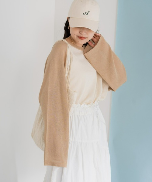 CIAOPANIC TYPY(チャオパニックティピー)の「【WEB限定】シアーニットラグラン(Tシャツ/カットソー・レディース・ブルー/ベージュ/ネイビー/グリーン/ブラウン/ブラック/ライトグレー/バーガンディー/ダークグレー・ONE SIZE)」の14枚目の写真