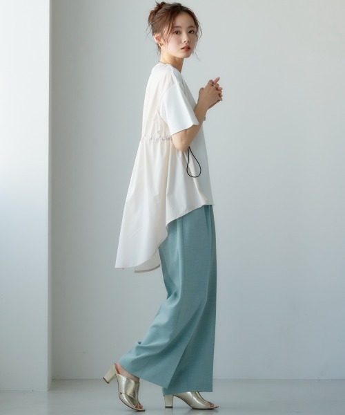 miclat（ミクラ）の「大きいサイズ　異素材切替サイドコードTシャツ　miclat（Tシャツ/カットソー・レディース・ブラック系/ホワイト系・5L/LL/3L/L/4L）」の8枚目の写真