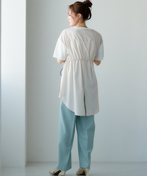 miclat（ミクラ）の「大きいサイズ　異素材切替サイドコードTシャツ　miclat（Tシャツ/カットソー・レディース・ブラック系/ホワイト系・5L/LL/3L/L/4L）」の14枚目の写真