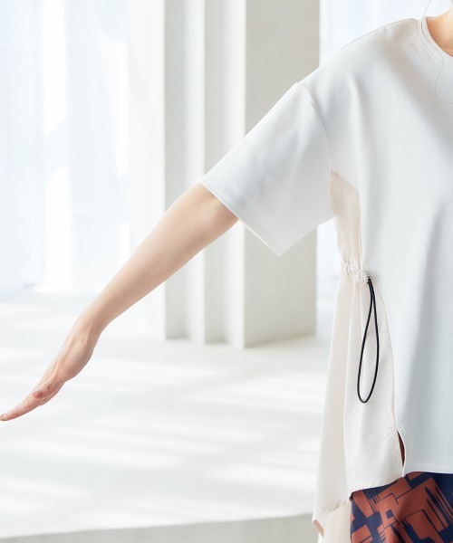 miclat（ミクラ）の「大きいサイズ　異素材切替サイドコードTシャツ　miclat（Tシャツ/カットソー・レディース・ブラック系/ホワイト系・5L/LL/3L/L/4L）」の18枚目の写真